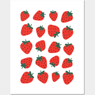 Strawberry Pattern Y2K Cottagecore Cute 2000s Strawberries Posters and Art